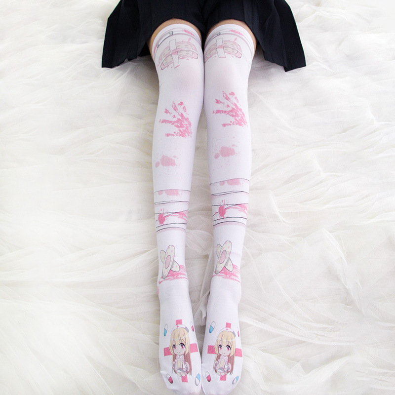 Digital Printing Legs Socks Personality Campus Students Can Pass Knee Socks